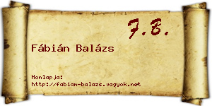 Fábián Balázs névjegykártya