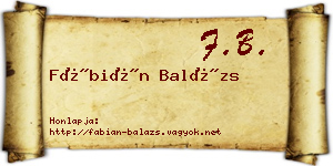 Fábián Balázs névjegykártya